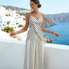 Women's Striped V-Neck Sleeveless Two-Piece Set by FitiqueFit