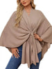 Solid Color Tie-Front Knit Cape Top by Wild and Free Boutique