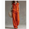 Sleeveless Hooded Top & Wide-Leg Pants Set | High-Waist Two-Piece by FitiqueFit