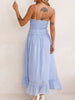 Vintage Ruffled Hem Midi Dress With Tied And Ruched Detail Elegant Feminine Girls Dress by Stevvex