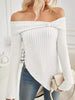 Off-Shoulder Ribbed Knit T-Shirt by Wild and Free Boutique