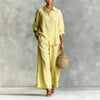 Cotton-Linen Shirt & Wide-Leg Pants Suit – 6 Colors, S–5XL by FitiqueFit