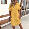 Women's Casual Loose Short-Sleeve Midi Shirt Dress – Button-Down by FitiqueFit