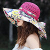 Women's Patterned Straw Beach Sun Hat – Round Crown UV Protection Summer Hat by FitiqueFit