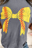 Black Baseball Bowknot Graphic Casual Tee by Wild and Free Boutique