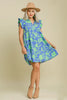 Romantic Full Size Floral Print Dress Ruffle Cap Sleeve Dress Plus Size Summer Lightweight Dress by Stevvex