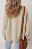 Parchment Raw Edge Exposed Seam Raglan Sleeve Side Slit Sweatshirt by Wild and Free Boutique