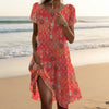 Ethnic Print Midi Dress – Scoop Neck Geometric Pattern Boho Dress by FitiqueFit