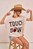 BiBi Game Day Touchdown Letter Patches Waffle Short Top by Wild and Free Boutique