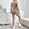 Women’s Ribbed Knit Long‑Sleeve Tee & Pants Lounge Set by FitiqueFit