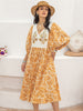 Printed Tie Neck Midi Dress