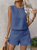 Women's Solid Color Sleeveless Vest & Shorts Set by FitiqueFit