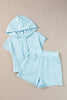 White Textured Cropped Hoodie and Pocketed Shorts Set