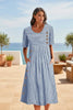 Button-Down Swing Maxi Dress – Short Sleeve Pocket Pullover Long Dress by FitiqueFit