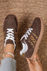 Coffee Contrast Lace-up Leopard Patchwork Detail Faux Suede Shoes by Wild and Free Boutique