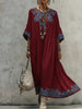 Women's Printed Batwing Sleeve Midi Dress – Loose Fit Linen Blend by FitiqueFit