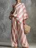 Women's Retro Striped Batwing Top & Wide-Leg Pants Set – Vintage 2-Piece by FitiqueFit
