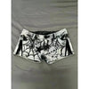 Womens American-style Spiderweb Print Diamond Skull And Star Denim Shorts by My Store