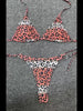 Bikini Leopard Print 2 Piece Swimsuit for Women – High Cut Lace-Up Backless Flattering Bikini Set with Halter Spaghetti Strap – Stretchy Sexy and Stylish Swimwear for Pool Beach and Summer Vacation by Stevvex