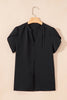 Rose Red Silky Notched Neckline Petal Sleeve Blouse by Wild and Free Boutique