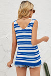 Openwork Striped Wide Strap Knit Vest