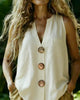 Cotton-Linen Sleeveless V-Neck Button Shirt – 3 Colors, S–2XL by FitiqueFit
