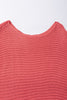 Pink Solid Loose Knit Short Dolman Sleeve Sweater