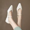 Women's Pointed Toe Low Square Heel Buckle Flats – Floral Detail Dress Shoes by FitiqueFit