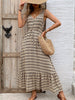 Vintage Printed V-Neck Tie Waist Midi Dress Lightweight Trendy & Elegant Dress for Women by Stevvex