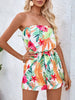 Tropical Print Strapless Elastic Waist Romper by Wild and Free Boutique