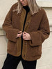 Modern Cozy Women Luxuriously Cozy Contrast Button Up Sherpa Jacket with Pockets For Fall & Winter by Stevvex