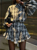 Lantern Sleeve Shirt and Ruffled Skirt Set