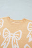 Golden Fleece Bow Pattern Drop Shoulder Loose Sweater by Wild and Free Boutique