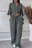 Wide-Leg Pants & Lace-Up Top Two-Piece Set – Solid Color, 12 Colors S–5XL by FitiqueFit