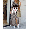 Fashion Long Sleeve Printed Shirt Dress Long Positioning Flower