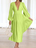 Lightweight Deep V-Neck Balloon Sleeve Maxi Dress Elegant & Flowing Silhouette Unique Dress by Stevvex