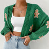 Gingerbread Man Knit Cardigan with Ribbed Cuffs by FitiqueFit