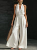 Women’s V-Neck Halter Neck Wide-Leg Jumpsuit by FitiqueFit