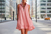 Women's Casual Loose Half-Zip Sleeveless Dress with Ruffle Hem by FitiqueFit