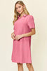 Double Take Full Size Texture Collared Neck Short Sleeve Dress Textured Dress For Women by Stevvex