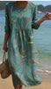Women's 3D Floral Print Long-Sleeve A-Line Dress – Crew Neck Loose Fit by FitiqueFit