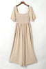 Apricot Short Bubble Sleeve Smocked Wide Leg Jumpsuit by Wild and Free Boutique