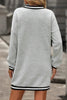 Light Grey Striped Trim V Neck Long Sleeve Preppy T Shirt Dress by Wild and Free Boutique