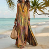 Women's Printed Halterneck Split Maxi Dress – Loose Fit Sleeveless by FitiqueFit
