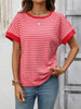 Striped Ribbed Knit Short Sleeve T-Shirt by Simply Love