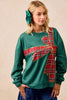 BiBi Plaid Ribbon Bow Detail Christmas Fleece Pullover by FitiqueFit