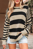 Black Stripe Drop Shoulder Sleeve Patchwork Baggy Sweater by Wild and Free Boutique