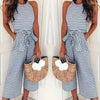 Casual Striped Jumpsuits Summer Cap Sleeve Wide Leg Jumper by FitiqueFit