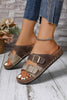 Coffee Two-tone Retro Buckle Straps Hollowed Faux Suede Slippers by Wild and Free Boutique