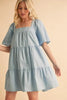 New Summer Square Neck Half Sleeve Tiered Dress For Women, Flattering, Chic, Comfortable and Versatile for Any Occasion by Stevvex